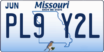 MO license plate PL9Y2L