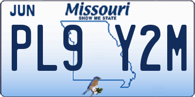 MO license plate PL9Y2M