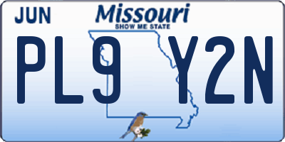 MO license plate PL9Y2N