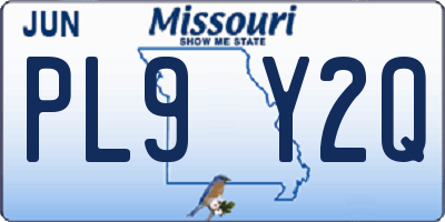 MO license plate PL9Y2Q
