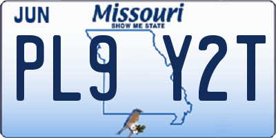MO license plate PL9Y2T