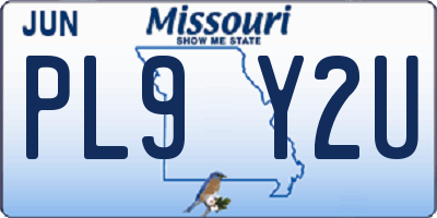 MO license plate PL9Y2U