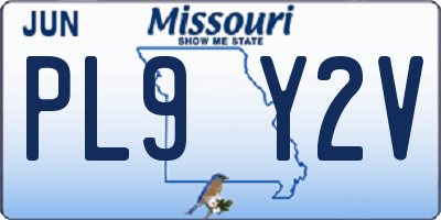 MO license plate PL9Y2V