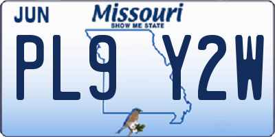 MO license plate PL9Y2W