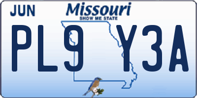 MO license plate PL9Y3A