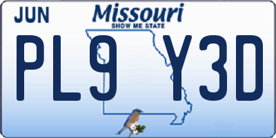 MO license plate PL9Y3D