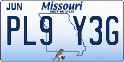 MO license plate PL9Y3G