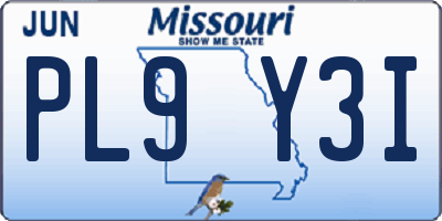 MO license plate PL9Y3I