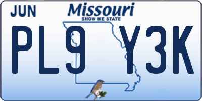 MO license plate PL9Y3K