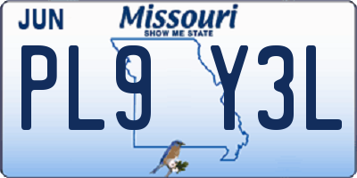 MO license plate PL9Y3L
