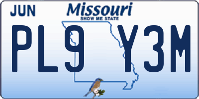 MO license plate PL9Y3M