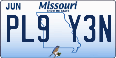 MO license plate PL9Y3N