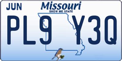 MO license plate PL9Y3Q