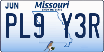 MO license plate PL9Y3R