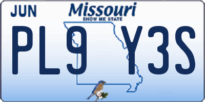MO license plate PL9Y3S