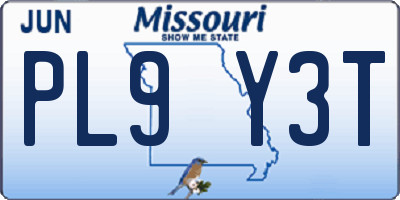 MO license plate PL9Y3T