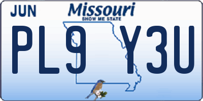 MO license plate PL9Y3U