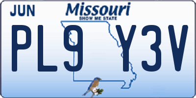 MO license plate PL9Y3V