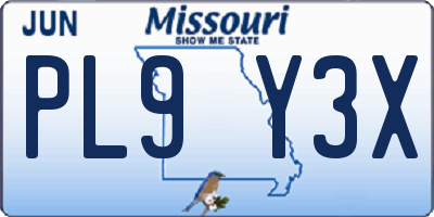 MO license plate PL9Y3X
