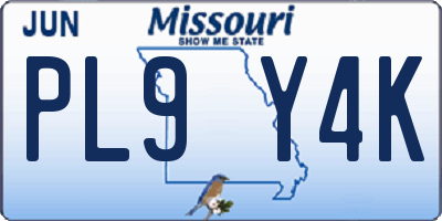 MO license plate PL9Y4K