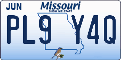 MO license plate PL9Y4Q