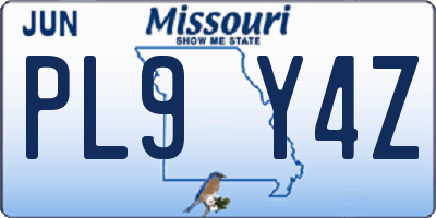 MO license plate PL9Y4Z