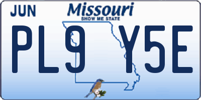 MO license plate PL9Y5E