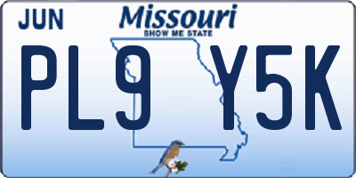 MO license plate PL9Y5K