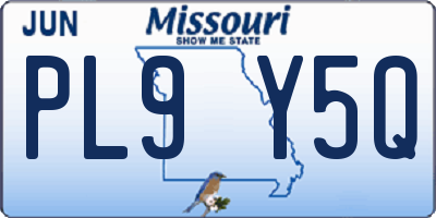 MO license plate PL9Y5Q