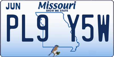 MO license plate PL9Y5W