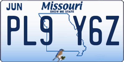 MO license plate PL9Y6Z