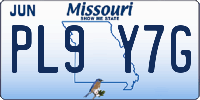 MO license plate PL9Y7G