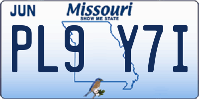 MO license plate PL9Y7I