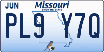 MO license plate PL9Y7Q