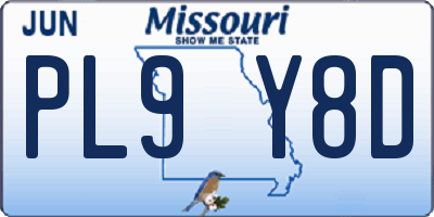 MO license plate PL9Y8D