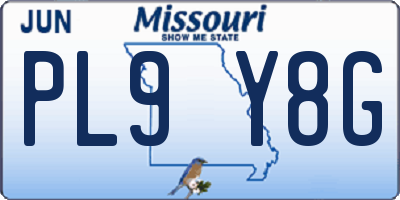 MO license plate PL9Y8G