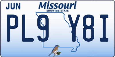 MO license plate PL9Y8I
