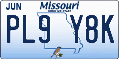 MO license plate PL9Y8K