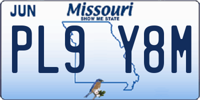MO license plate PL9Y8M
