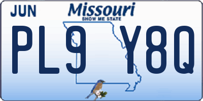 MO license plate PL9Y8Q