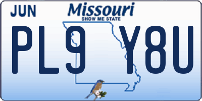 MO license plate PL9Y8U