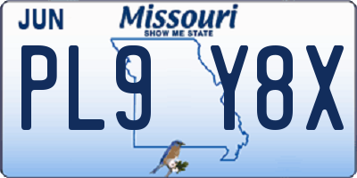 MO license plate PL9Y8X