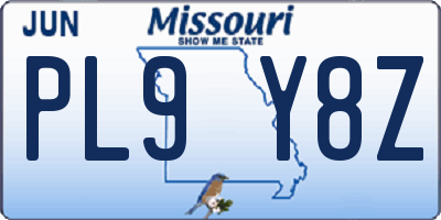 MO license plate PL9Y8Z