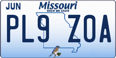 MO license plate PL9Z0A