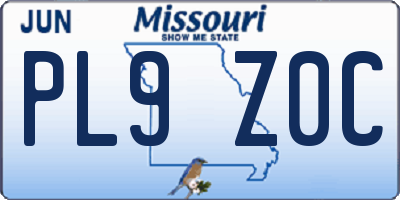 MO license plate PL9Z0C
