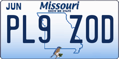 MO license plate PL9Z0D