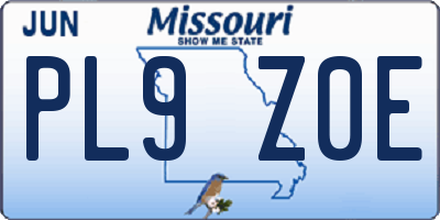 MO license plate PL9Z0E