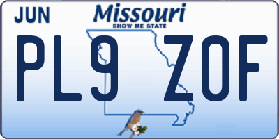 MO license plate PL9Z0F