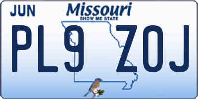 MO license plate PL9Z0J