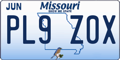 MO license plate PL9Z0X